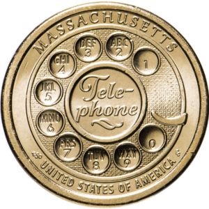 США 1 доллар 2020 P год UNC Телефон, Массачусетс, Американские инновации