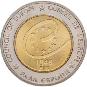 Украина 5 гривен 2009 год 60 лет Совету Европы (биметалл)