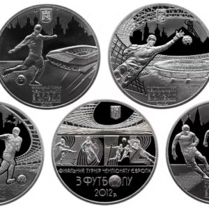 Украина 5 гривен 2011 год Финальный турнир чемпионата Европы по футболу 2012 Набор из 5 монет