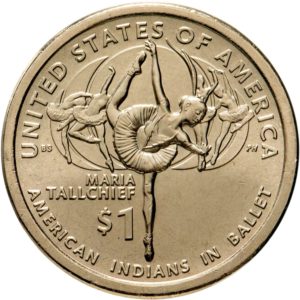 США 1 доллар 2023 P год UNC UC# 382 Мария Толчиф и американские индейцы в балете Сакагавея Коренные американцы