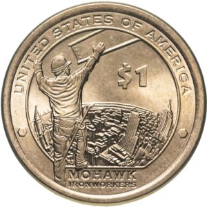 США 1 доллар 2015 P год UNC Рабочие Мохоки Сакагавея Коренные американцы
