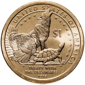 США 1 доллар 2013 D год UNC Делаверский договор 1778 года Сакагавея Коренные американцы