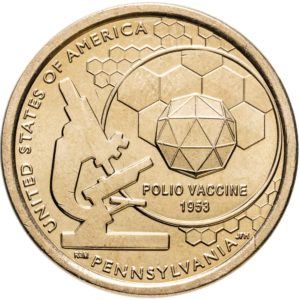 США 1 доллар 2019 D год UNC Вакцина против полиомиелита, Пенсильвания, Американские инновации