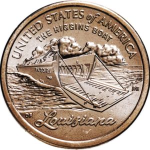 США 1 доллар 2023 P год UNC Десантный катер Хиггинса, Луизиана, Американские инновации