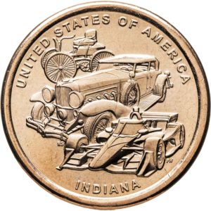 США 1 доллар 2023 P год UNC Автомобильная промышленность, Индиана, Американские инновации