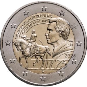 Люксембург 2 евро 2024 год UNC 175 лет со дня смерти Великого Герцога Люксембурга Виллема II
