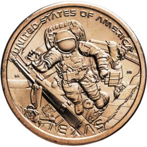 США 1 доллар 2025 D гол UNC UC# 439 Космический центр имени Линдона Джонсона в Техасе