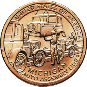 США 1 доллар 2025 D год UNC Конвейерная линия для сборки автомобиля, Мичиган, Американские инновации