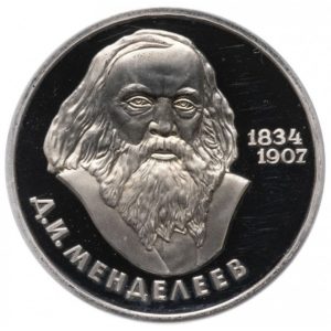 СССР 1 рубль 1984 Н год PROOF Y# 194 Д.И. Менделеев в запайке