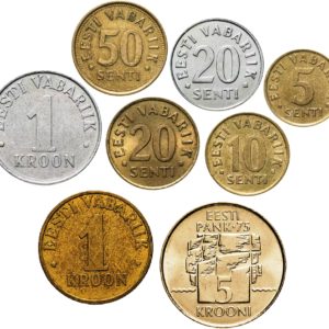 Эстония 5 10 20 50 сентов 1 5 крон 1991-2010 год Набор из 8 монет