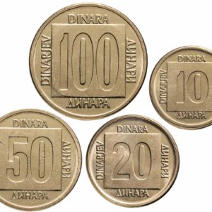 Югославия 10 20 50 100 динаров 1988-1989 год Набор из 4 монет