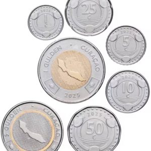 Кюрасао 1 5 10 25 50 центов 1 5 гульденов 2025 год UNC Набор 7 монет