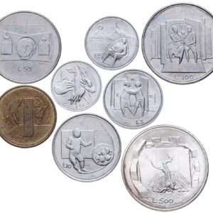 Сан-Марино 1 2 5 10 20 50 100 500 лир 1976 год UNC Республика Набор из 8 монет