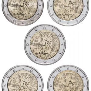 Германия 2 евро 2019 ADFGJ год 30 лет падению Берлинской стены Набор 5 монет